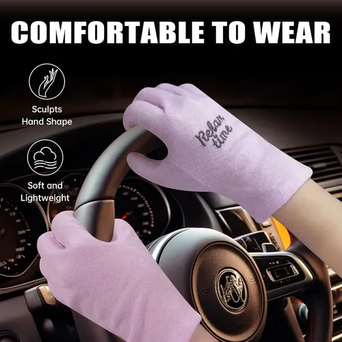 Guantes Algodón Hidratantes Morados Para Eczema 12 Pares