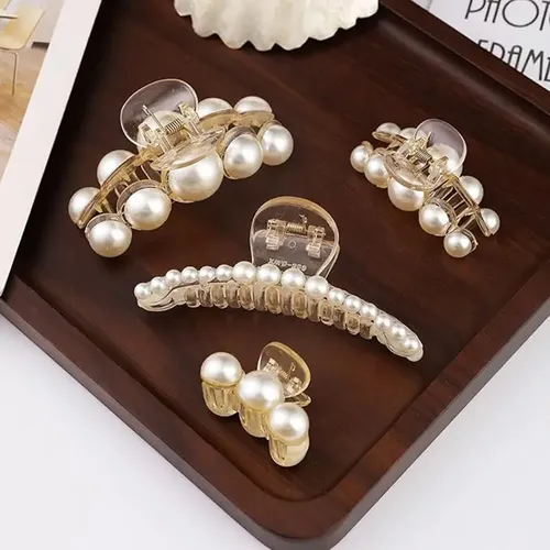 K Pinzas Grandes For El Pelo Con Forma De Perla, 4 Unidades