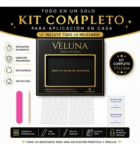 Uñas Press On Premium Hechas A Mano Veluna Reutilizables