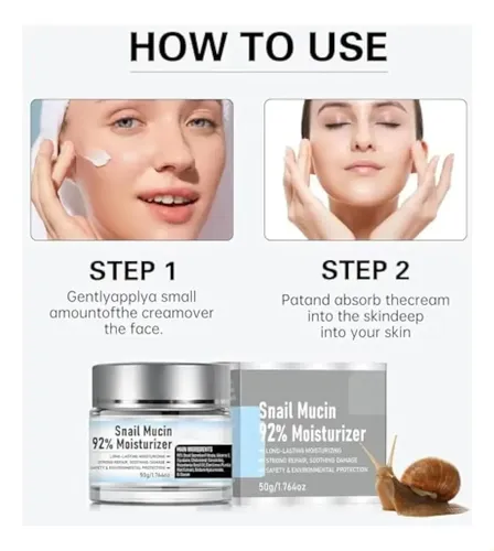 Snail Mucin 92% Crema Hidratante, Gel Facial Diario Reparado