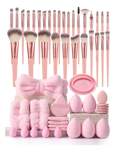Set 30 Brochas Y Esponjas Maquillaje Profesional Negro