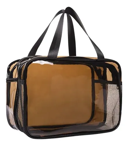 Bolsa De Maquillaje Organizadora Impermeable Pvc Café