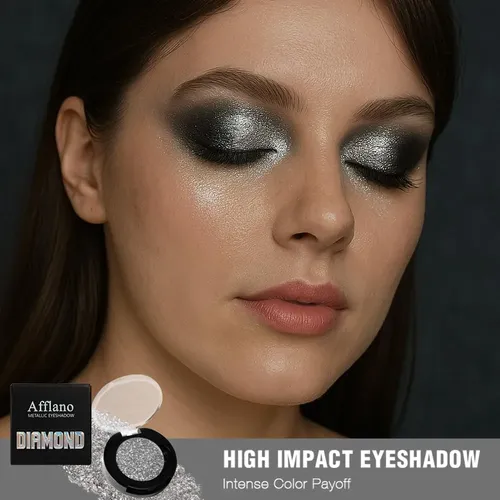 Afflano Sombra Glitter Plateada Gris Plata Intensa