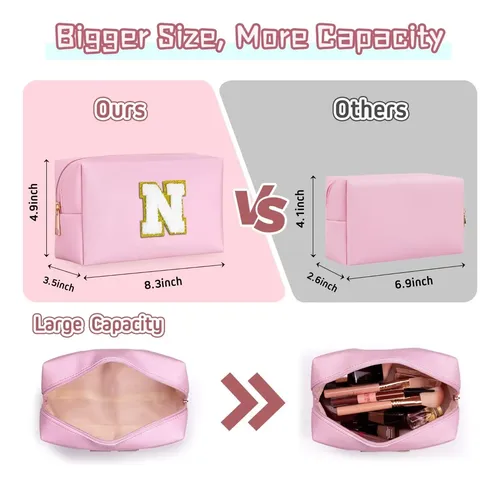 Bolsa De Maquillaje Topeast De Piel Sintética Con Iniciales