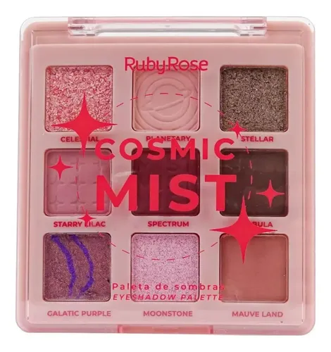 Paleta De Sombras De Ojos Cosmic Mist Pink Line Ruby Rose Color Niebla Cósmica