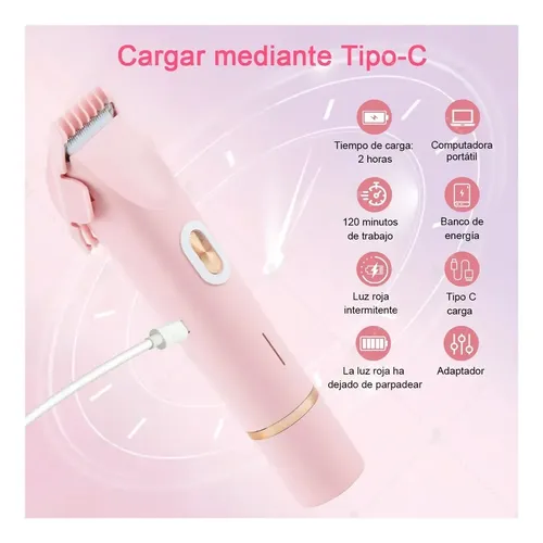 Afeitadora Eléctrica Portátil Para Mujer, Doble Cabezal, Qy