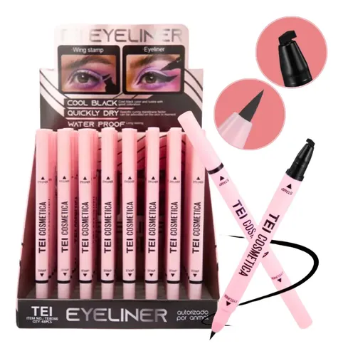 Lapiz Delineador Doble Punta Eyeliner Waterproof Tei Negro