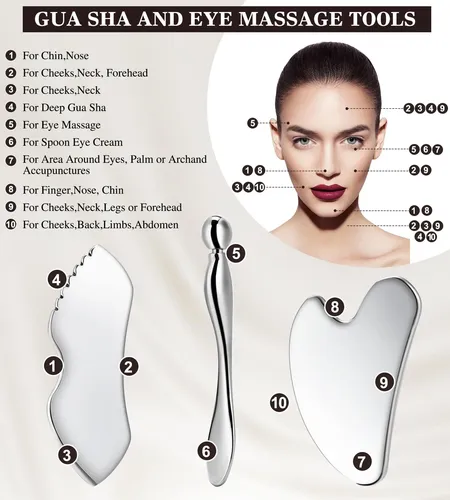 Set De Herramientas Faciales Gua Sha Tangzhifeiyue De Acero