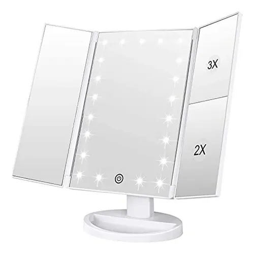 Espejo Maquillaje Rectangular Blanco Weily 24 Luces LED Pantalla Táctil