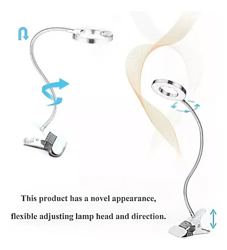 Lampara Led Aro Luz Calida Y Fria Escritorio Uñas Blanco .