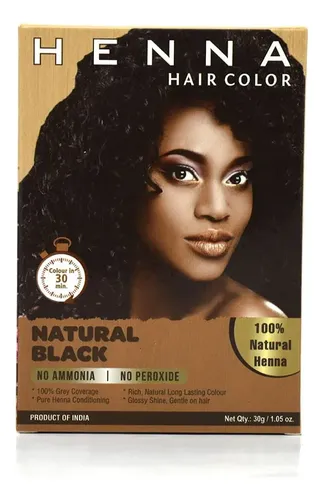 Tinte Semipermanente Negro Natural Con Henna Para El Cabello