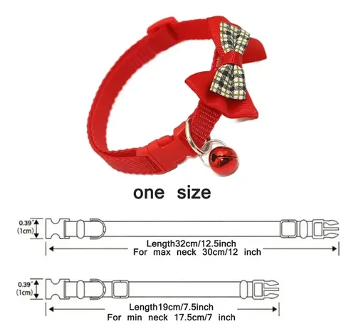 Collar Ajustable Con Nudo Y Campana Para Gato, 7 Piezas Variation