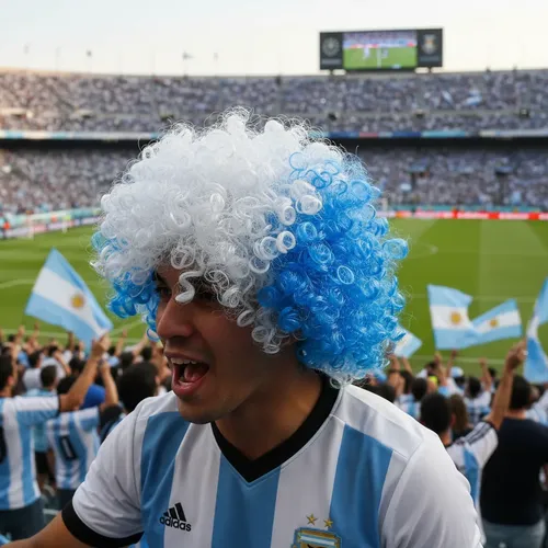 Peluca Afro Rulos Argentina Mundial