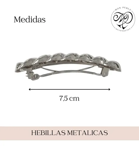 Hebillas Metal Marqui Para El Pelo, Elegantes Y Resistentes Plateado Trenza Lisa