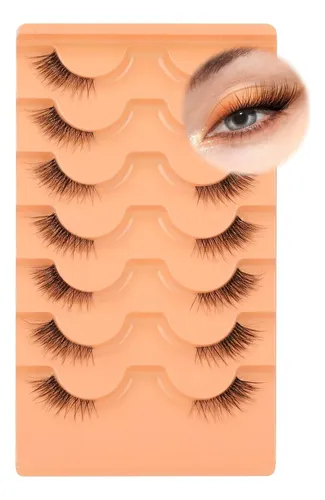 Pestañas Postizas Medio Eefofnn Look Natural 7 Pares