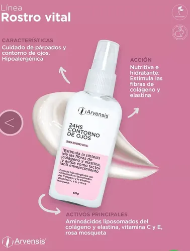 Crema Contorno Ojos 24 Hs Arrugas Colageno Elastina Arvensis