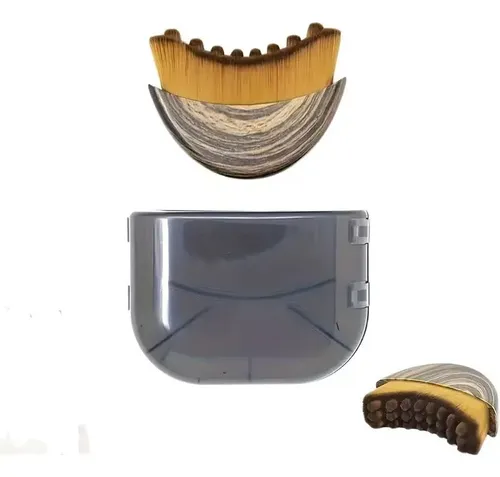 Brocha Maquillaje Curva Base Contorno Estuche Brown