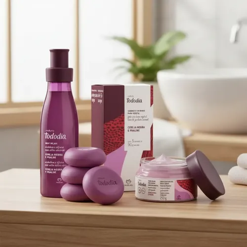 Natura Cereza Negra Y Praline Body Crema Aterciopelada Jabon