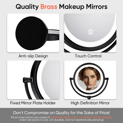 Espejo De Maquillaje Gurun Recargable Con Luz Led Y Aumento