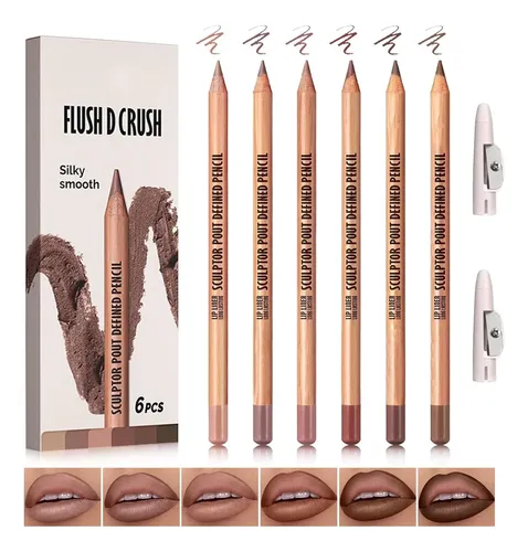 Set De 6 Lápices De Delineado De Labios Nude Brown Teihwal