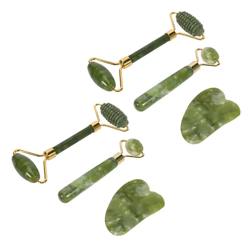 Juego De 2 Rodillos De Jade Para Masaje Facial