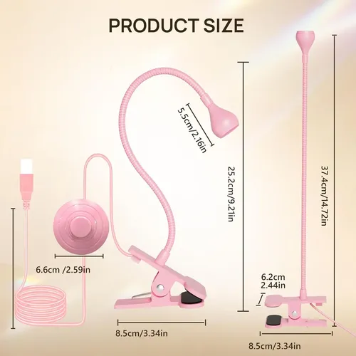Lámpara Uv Led Para Uñas Gel Rosa Con Soporte Y Pinza
