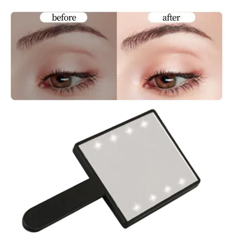 2 Espejo De Maquillaje Compacto Pequeño Con Luz Led 16x9cm