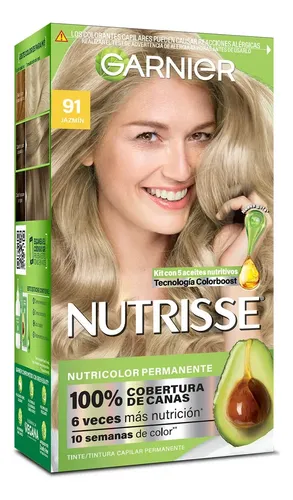 Kit De Tintura Permanente Nutrisse De Garnier Tono Tono 91 Jazmín
