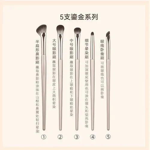 Kit De Brochas Doradas Para Ojos Con Estuche