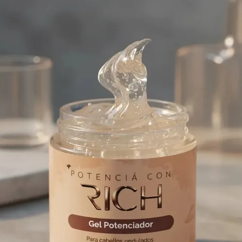 GEL potenciador RICH COVA alta fijación APTO MÉTODO CURLY libre de siliconas hidratante ANTI FRIZZ RULOS ONDAS Y CABELLO EN TRANSICIÓN