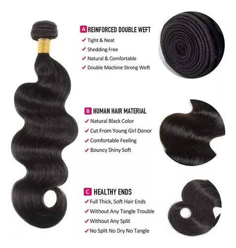 Cabello Ondulado Del Cuerpo Humano Brasileño, 50 Cm, 100 G
