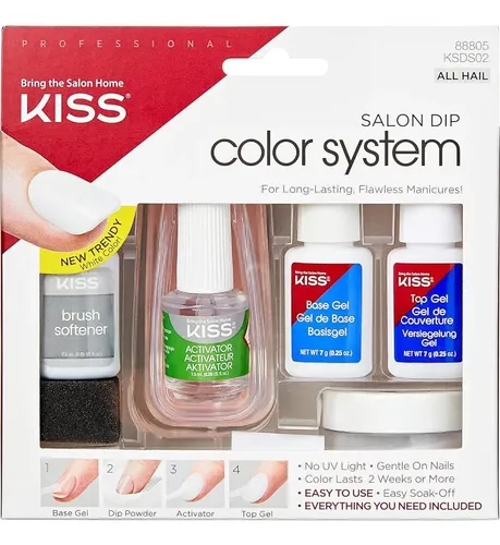 Kit Dip Uñas Kiss All Hail Con Base Gel Top Gel Activator