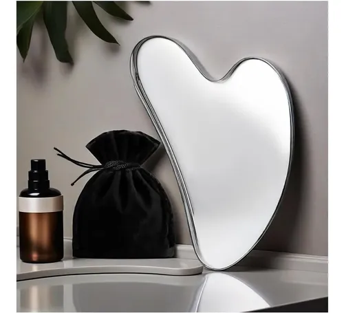 Gua Sha Acero Inoxidable Plata Masaje Facial Corporal