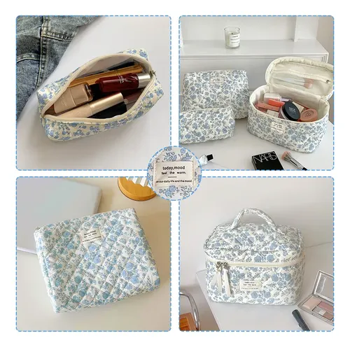 3 Cosmetiqueras Floral Mujer Bolsas Maquillaje Viaje Color
