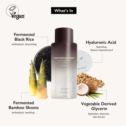 Haruharu Black Rice Hyaluronic Toner Free Alcohol Momento de aplicación Día/Noche Tipo de piel Todo tipo de piel