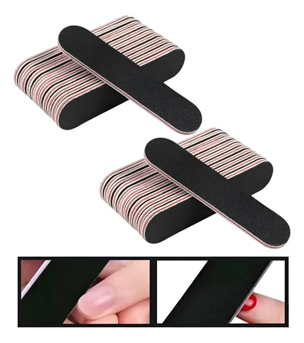 Lima De Esmalte De Uñas Negra De Grano 180, 100 Piezas