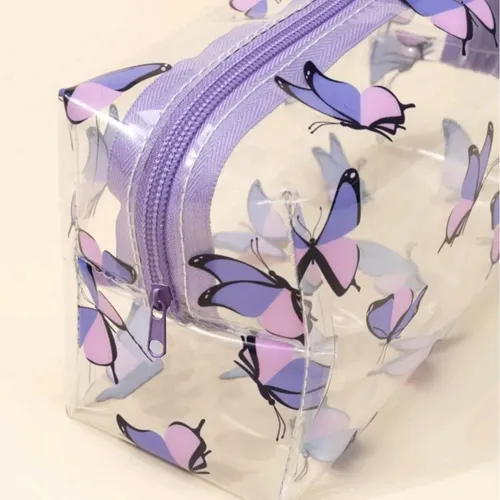 Neceser De Maquillaje Estilo Coreano Morado Pvc, Impermeable
