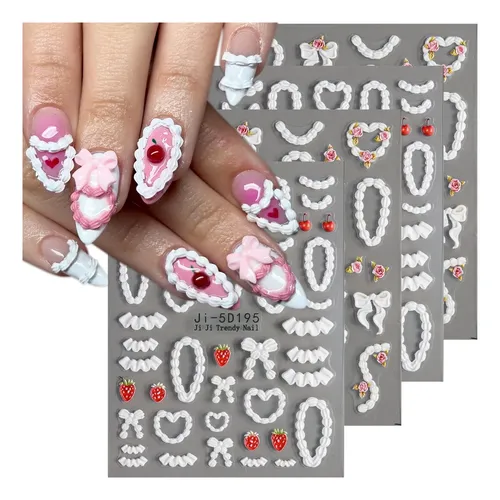 Adhesivo Para Decoración De Uñas Fspronail Cream, 5 Unidades