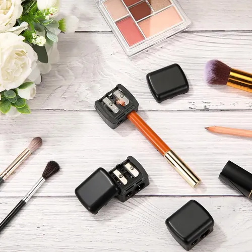 Sacapuntas De Maquillaje Faccito 6 Pcs Doble Orificio Negro