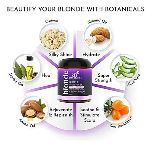 Artnaturals Purple Hair Mask Para Cabello Rubio, Plateado Y.