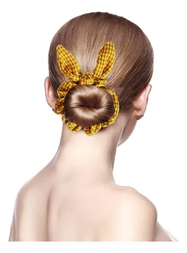 12 Ligas De Cabello A Cuadros Con Moño Para Mujer