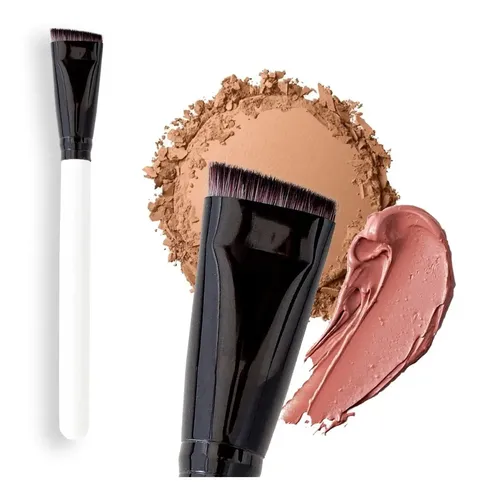 Brocha de Maquillaje Biselada Contorno Jessamy P4906 Blanco y Negro