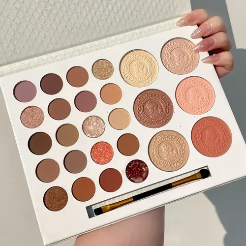 Paleta De Sombras De Ojos Tierra Con Brocha,26 Tonos Cálidos