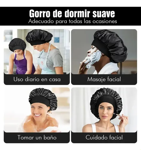 Set De 2 Gorros De Dormir Negros Con Forro Borroso