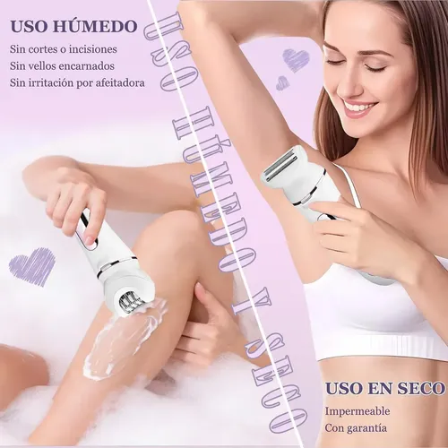 Bikini Facial Recargable 5 En 1 Con Afeitadora Eléctrica Par Rosa