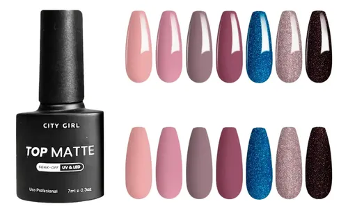 Top Coat Matte City Girl 7ml Uv/led Efecto Mate Profesional