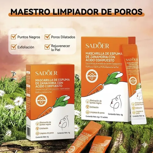 Mascarilla Facial Burbuja Zanahoria Ácido Salicílico X12