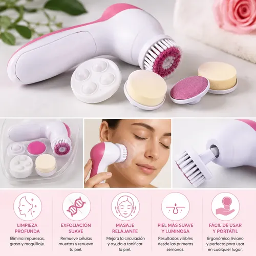 Cepillo Facial Limpieza Profunda 5 En1 Masajeador Exfoliante