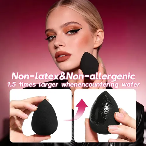 Black Soft Makeup Sponge Set 15 Pcs Reusable Foundation Puff