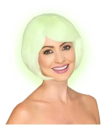Peluca Corta Carré Glow Brilla En Oscuridad Cotillon Look